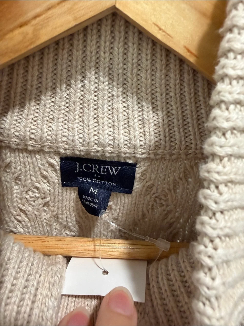NEW J. Crew Cable-knit mockneck buttoned sweater hthr oatmeal BU292 $138 Medium